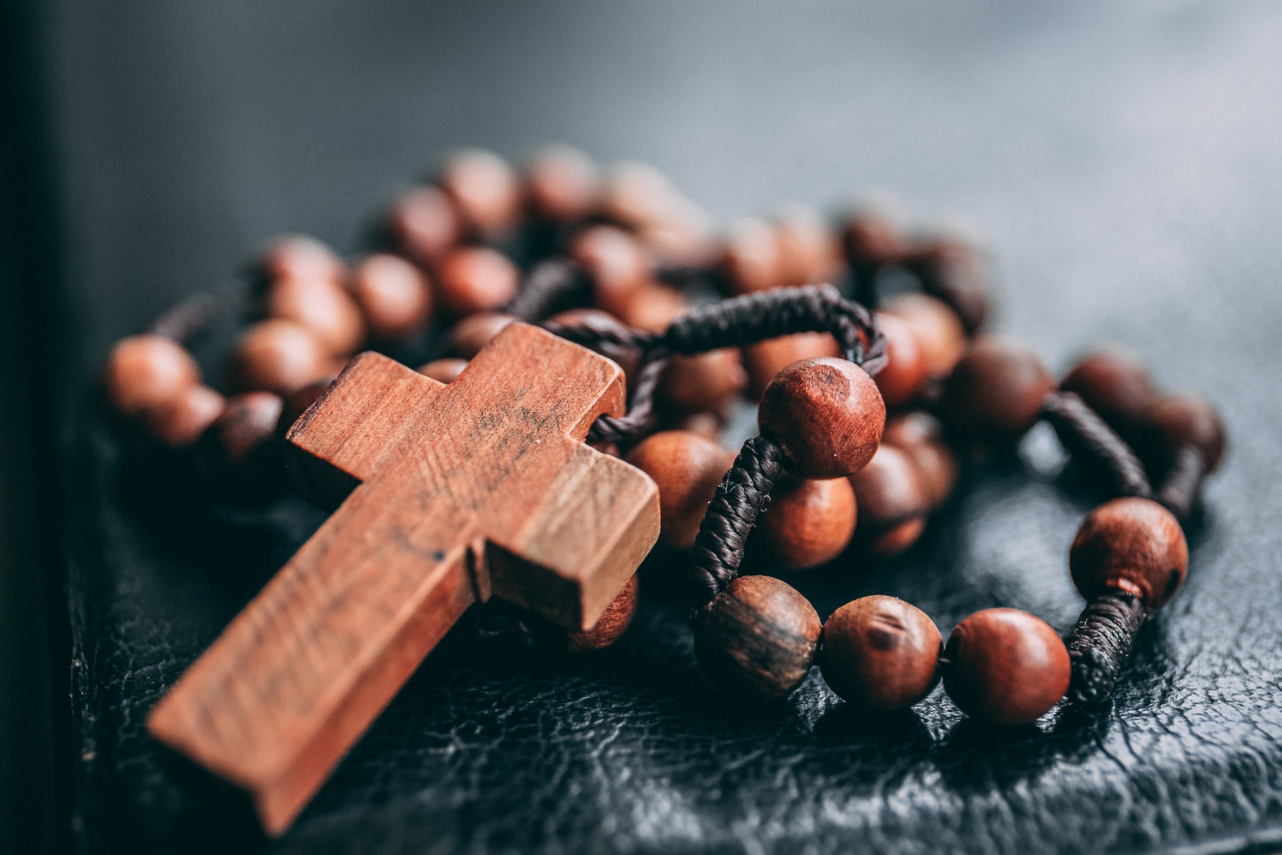 Upclose photo of a rosary